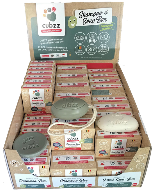 CUBZZ ecologische SOAP- & SHAMPOOBARS - toonbankdisplay voor handelaars